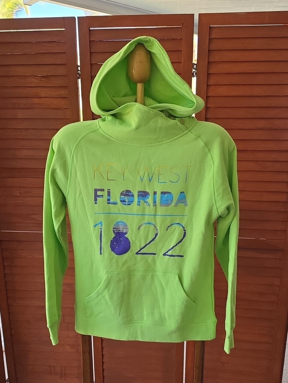Ouray Sportswear Key West FL Button Cowl Neck Hoodie Citrus Heather ▪︎ Medium